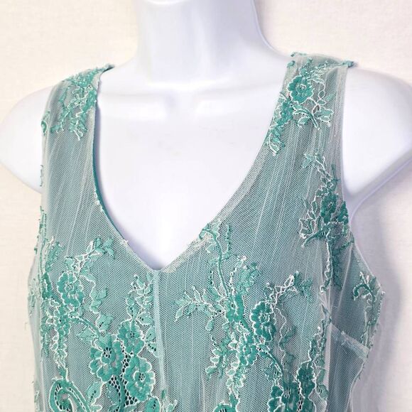 Willow Root Green Lace Sleeveless Peplum Top Women’s L - Picture 3 of 7